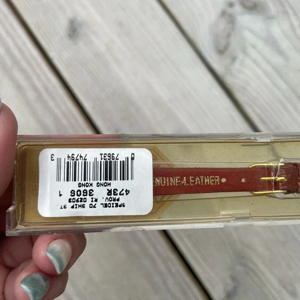 NOS Speidel Genuine Lizard Grain Watch Band 11mm Red Gold Tone Buckle #3606